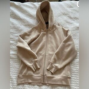 Aritzia Cream Zip-Up Sweatfleece Hoodie